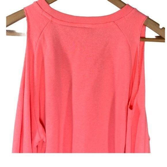 PINK Victoria’s Secret Cold Shoulder Sweatshirt Tank Coral Logo Graphic XS - Picture 7 of 11